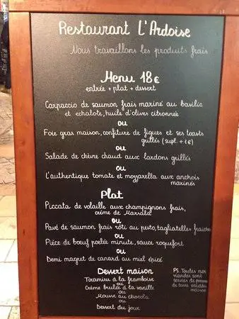 Ardoise du menu du jour du mardi 27 octobre, restaurant Aux Tilleuls à Thomery