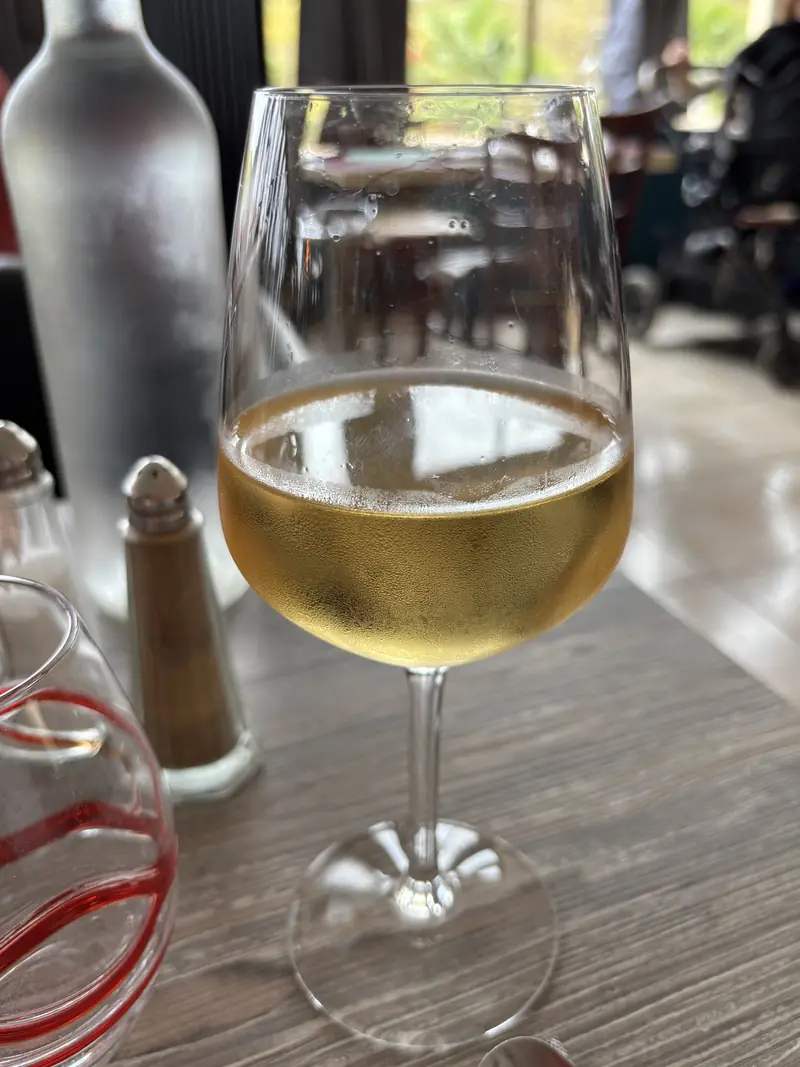 Verre de vin blanc en terrasse